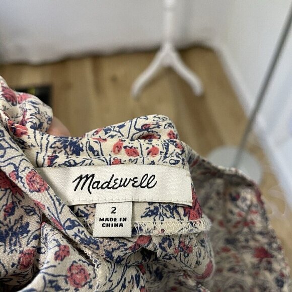 Madewell 100% Silk Feminine Micro-Floral Button Front Blouse Top size 2 - Picture 8 of 9